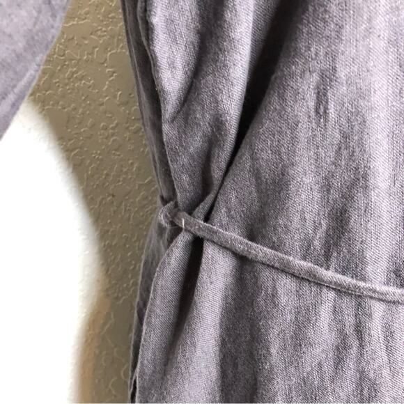 Milkit charcoal gray linen belted wrap nursing robe / cardigan size One Size - Picture 11 of 15
